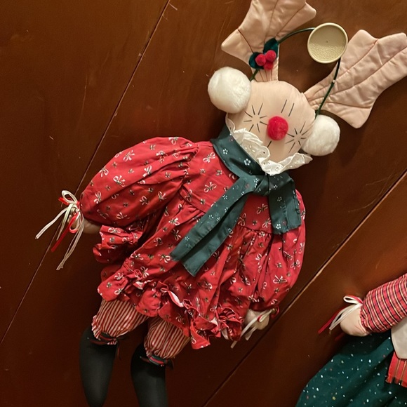 Vintage House of Lloyd Fabric Christmas Hanging Reindeer Set of 2 - Picture 3 of 3